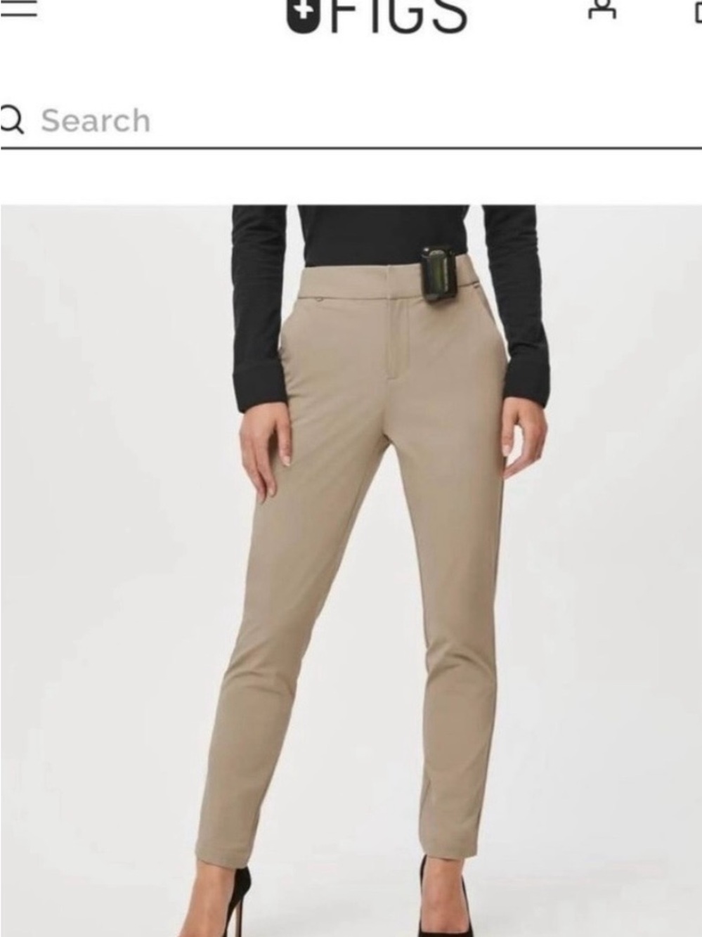 FIGS Slim Tailored Pants in Khaki